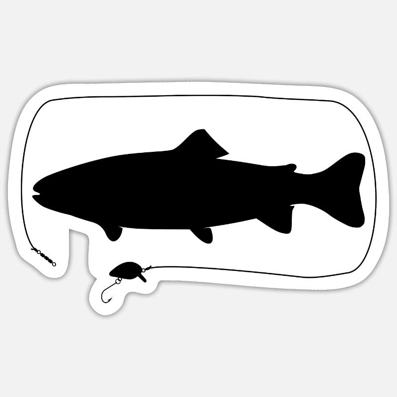 Forelle mit Wobbler Sticker Größe S (10 x 10 cm)