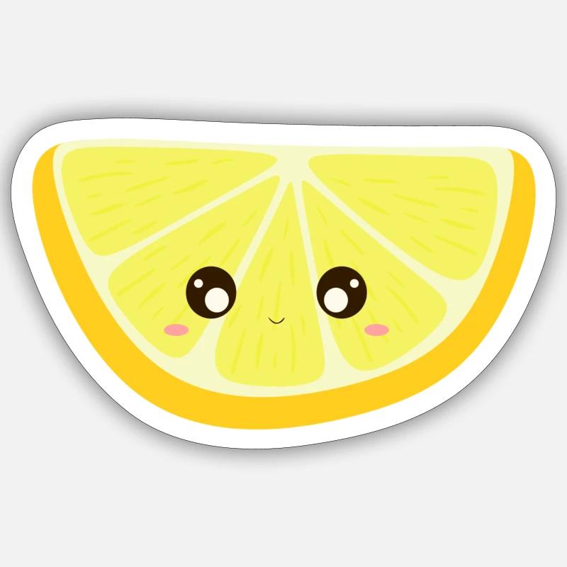 Kawaii Citron - Sticker taille S (10 x 10 cm) - blanc mat