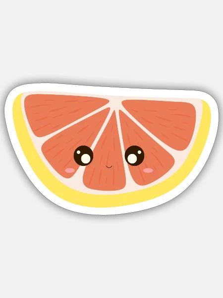 Kawaii Grapefruit - Sticker Größe S (10 x 10 cm) - Mattweiß
