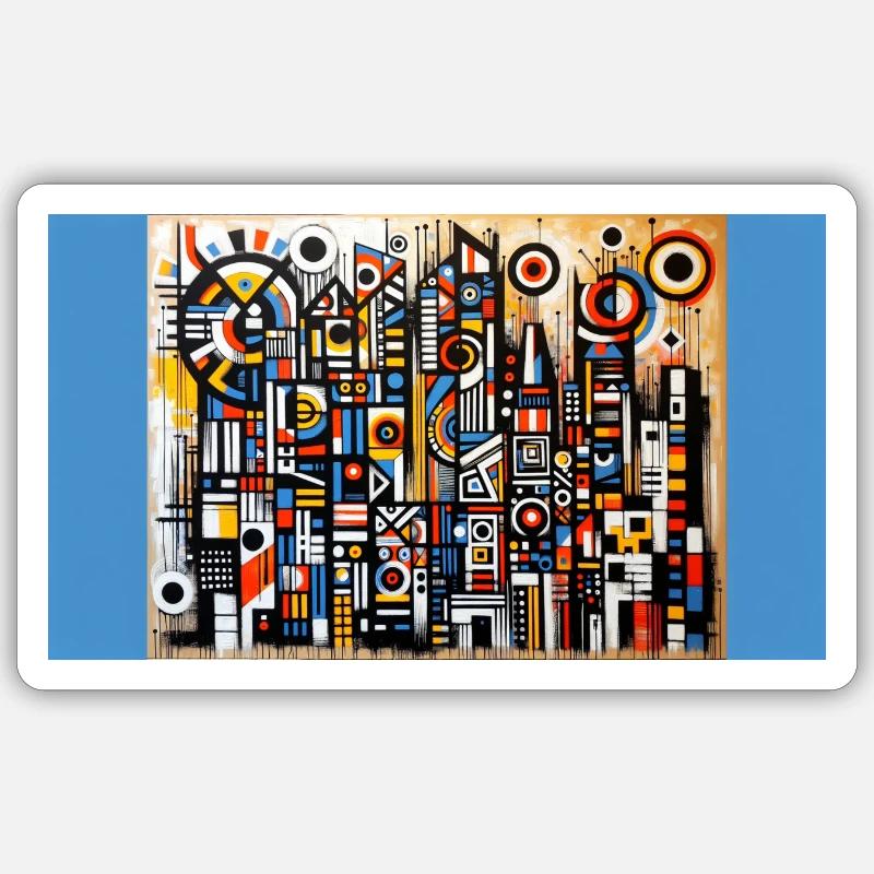 « Chaos Unleashed : Une symphonie rythmique de couleurs - Sticker taille S (10 x 10 cm) - blanc mat