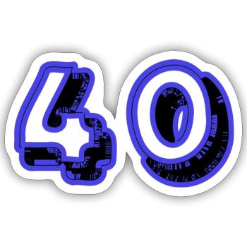 40. 40 YEARS. 40th ANNIVERSARY. 40TH ANNIVERSARY. - Sticker size S (10 x 10 cm) - white matte - Front