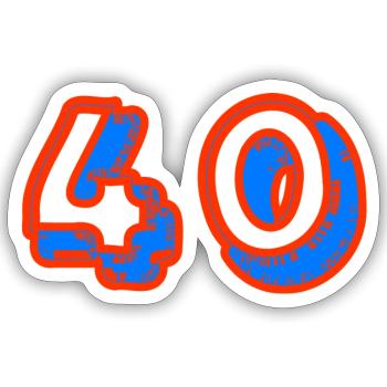 40. 40 YEARS. 40th ANNIVERSARY. 40TH ANNIVERSARY. - Sticker size S (10 x 10 cm) - white matte - Front