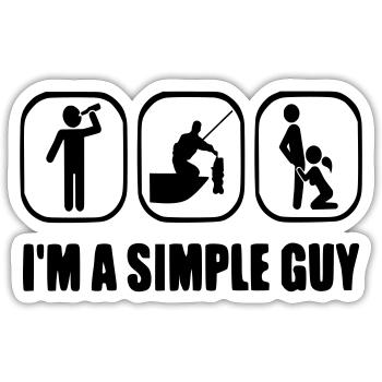I am a Simply Guy - Sticker Größe S (10 x 10 cm) - Mattweiß - Vorne