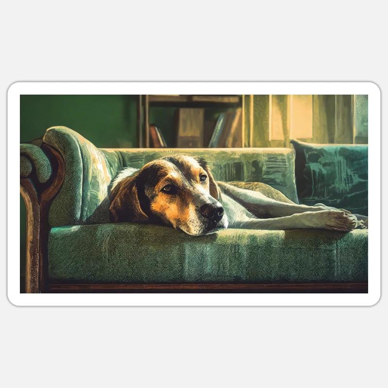 Cute animals chilling – dog - Sticker size S (10 x 10 cm) - white matte