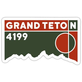 Souvenir de la visite de la montagne de Grand Teton Climb - Sticker taille S (10 x 10 cm) - blanc mat - Devant