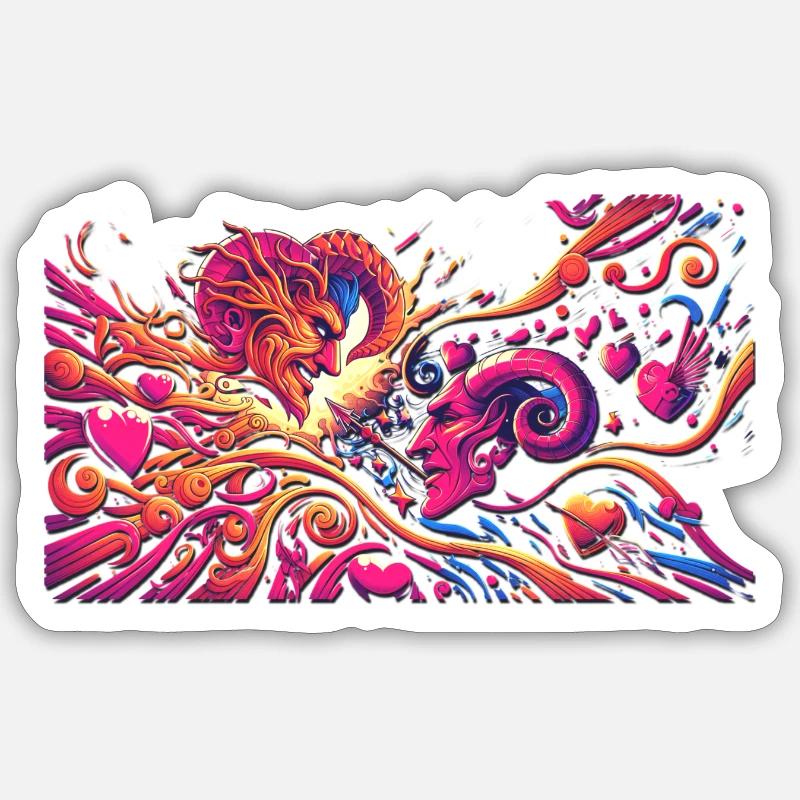 La Saint-Valentin - Sticker taille S (10 x 10 cm) - blanc mat
