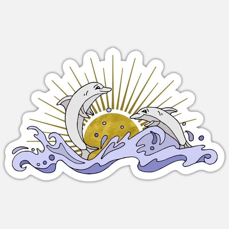 Dauphins - Sticker taille S (10 x 10 cm) - blanc mat