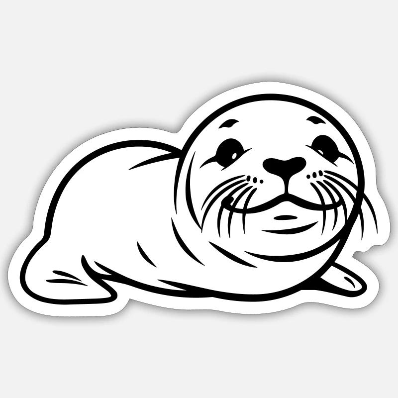 Otarie - Sticker taille S (10 x 10 cm) - blanc mat