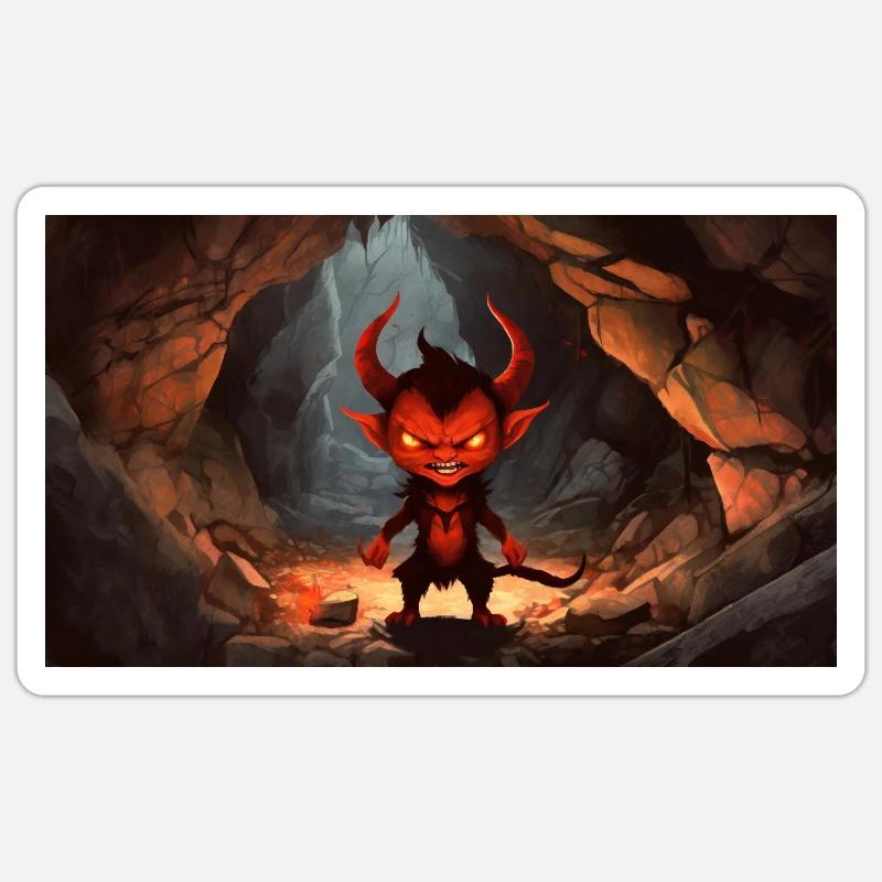 evil devil - young cute little monsters Sticker size S (10 x 10 cm)