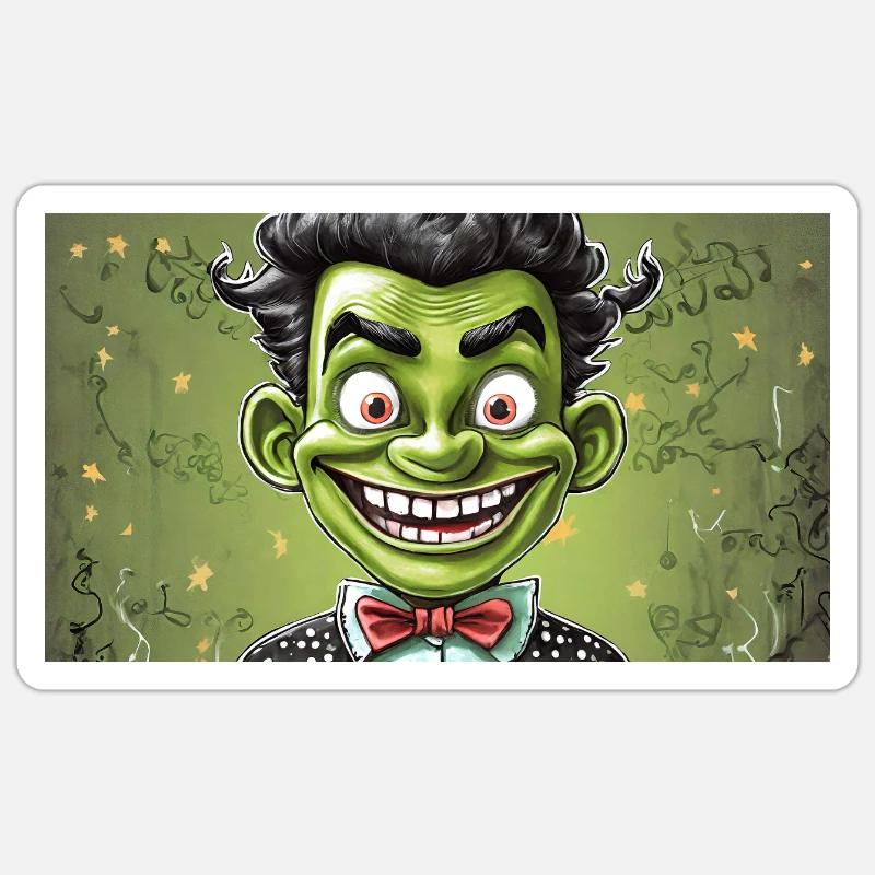 Monstre vert avec des cornes - jeune Sticker taille S (10 x 10 cm)