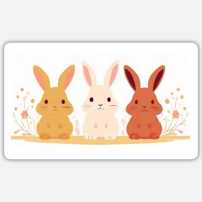 Three Easter Bunnies - Sticker size S (10 x 10 cm) - white matte