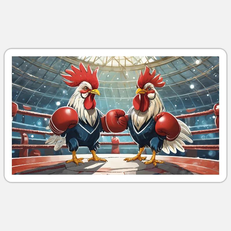 Pun ambiguous expression – Kampfhähne (gamecocks) Sticker size S (10 x 10 cm)