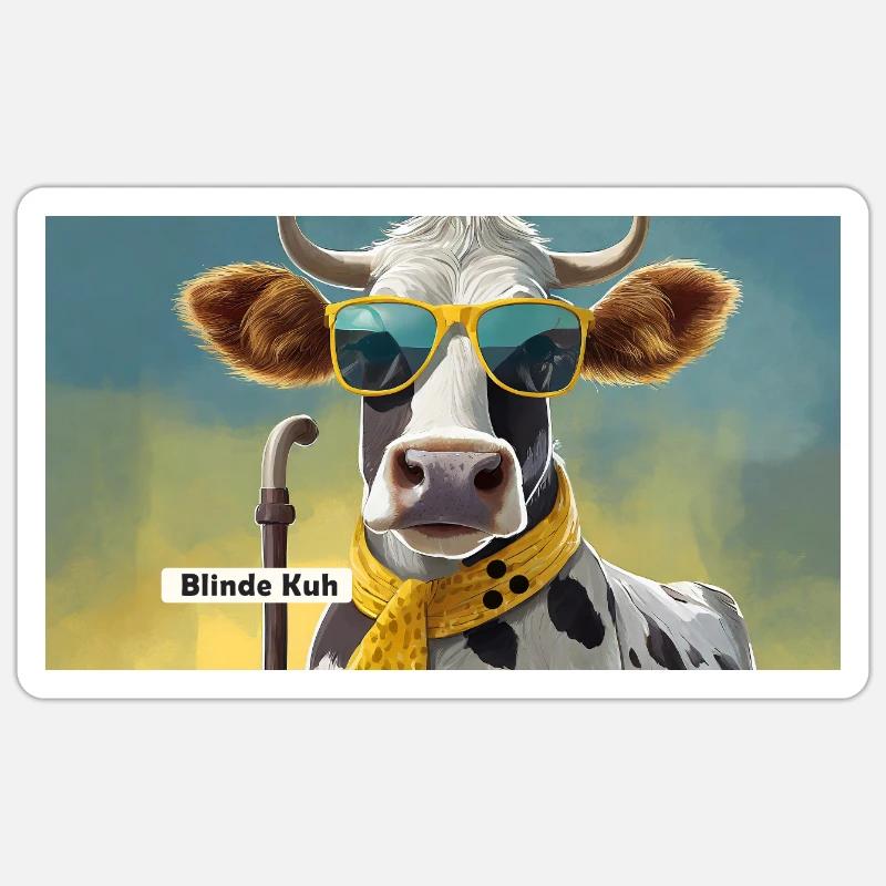 Jeu de mots : expression ambiguë – Blinde Kuh (vache aveugle) Sticker taille S (10 x 10 cm)