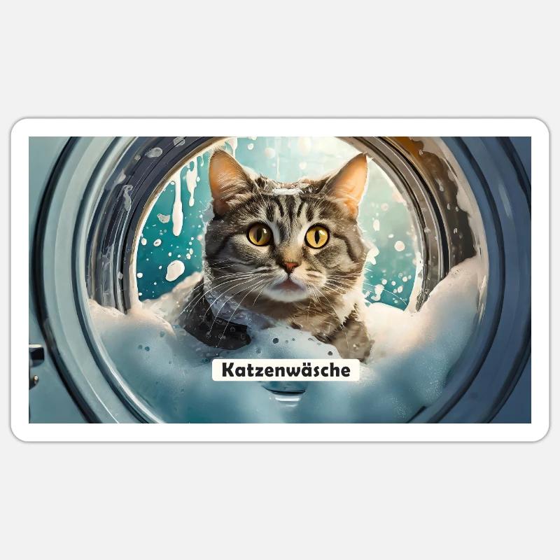 Pun ambiguous german expression – Katzenwäsche Sticker size S (10 x 10 cm)