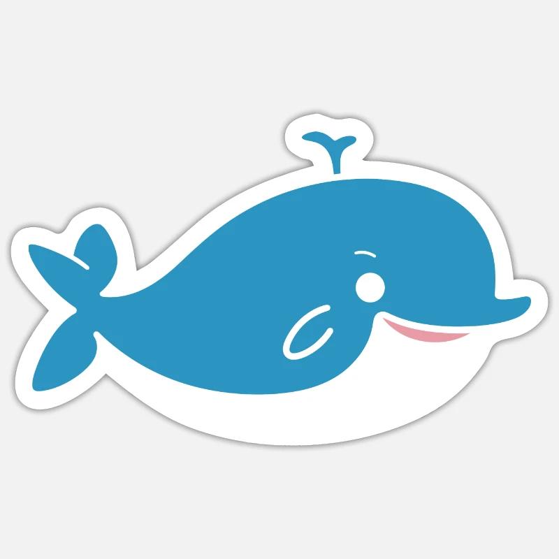 Wal - Sticker Größe S (10 x 10 cm) - Mattweiß
