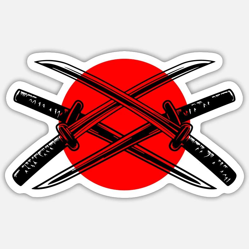 Élément d’épée de samouraï - Sticker taille S (10 x 10 cm) - blanc mat