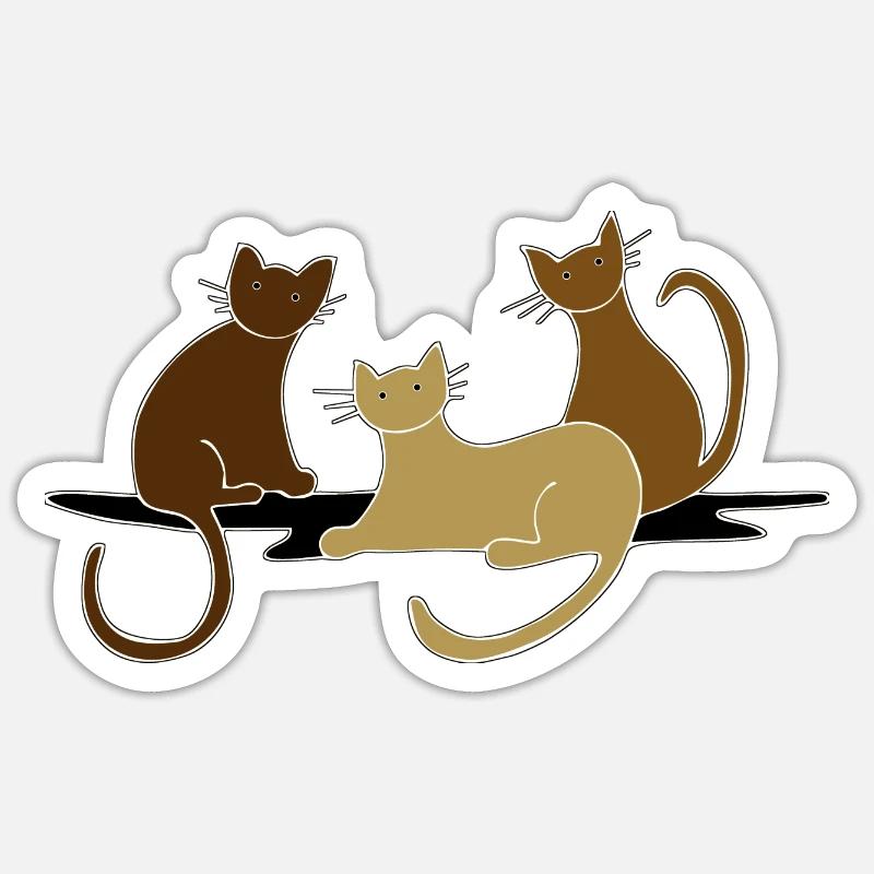 Chats - Sticker taille S (10 x 10 cm) - blanc mat