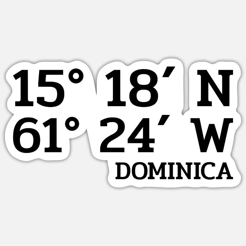 Dominica Coordinates - Coordinates - Caribbean Sticker size S (10 x 10 cm)