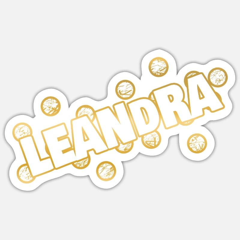 Nom : Leandra - Sticker taille S (10 x 10 cm) - blanc mat