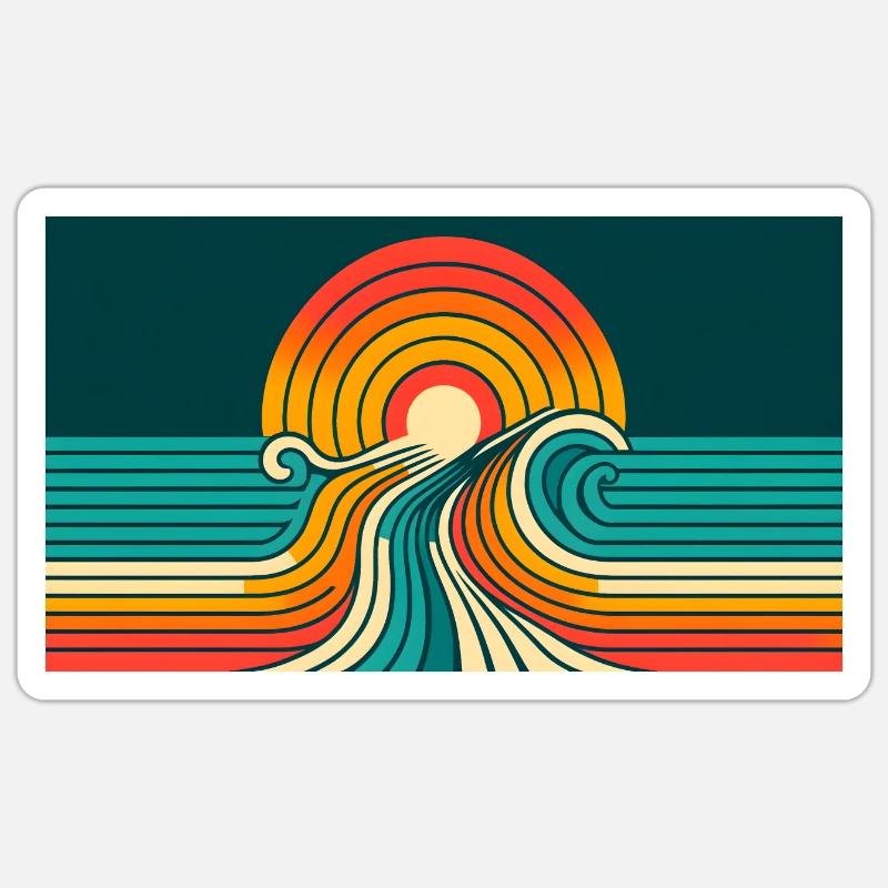 Sunset Retro 3 Sticker Größe S (10 x 10 cm)