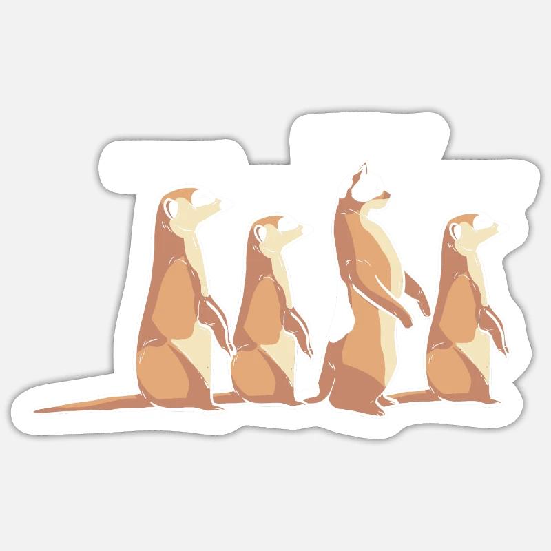 Suricate - Sticker taille S (10 x 10 cm) - blanc mat