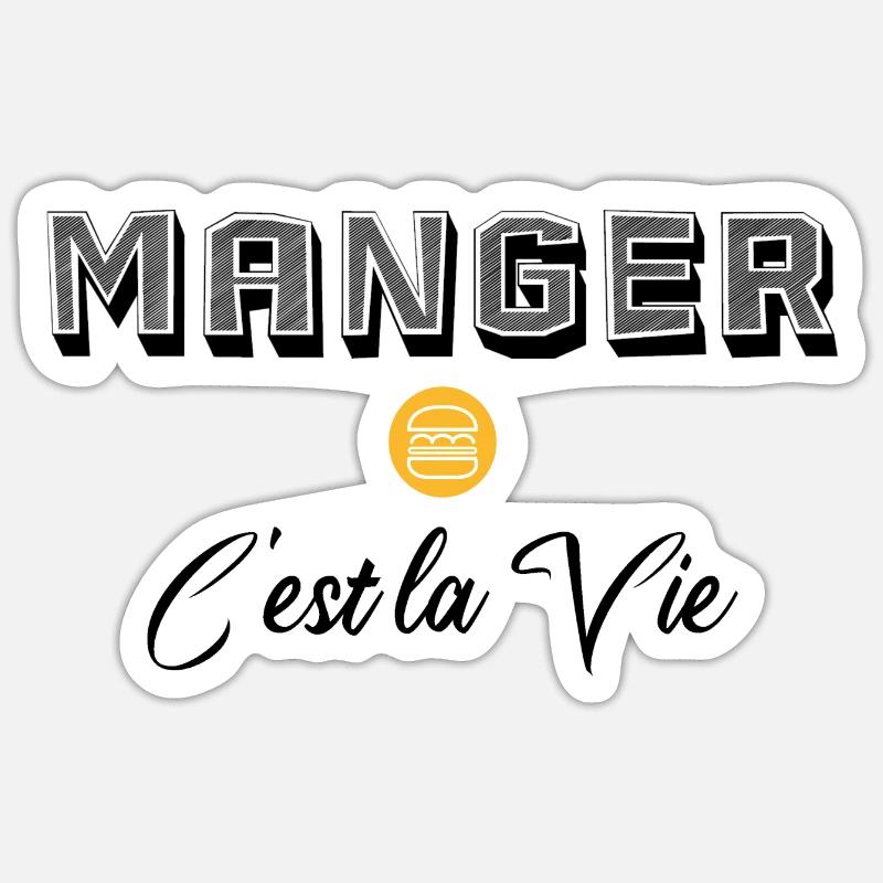 Manger C'est la Vie Nourriture - Sticker taille S (10 x 10 cm) - blanc mat