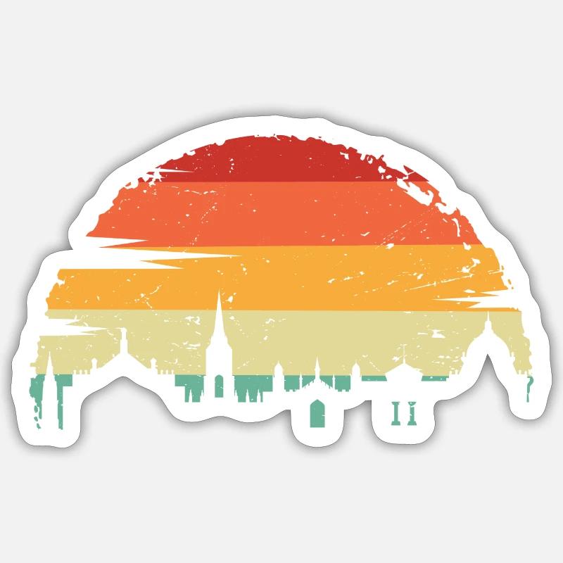 Sunset Skyline Silhouette - Sticker size S (10 x 10 cm) - white matte