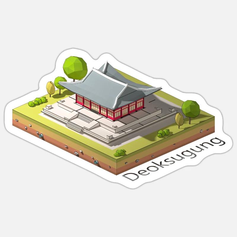 Geometric low poly Deoksugung Sticker size S (10 x 10 cm)
