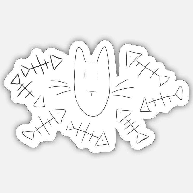 Poisson-chat Sticker taille S (10 x 10 cm)