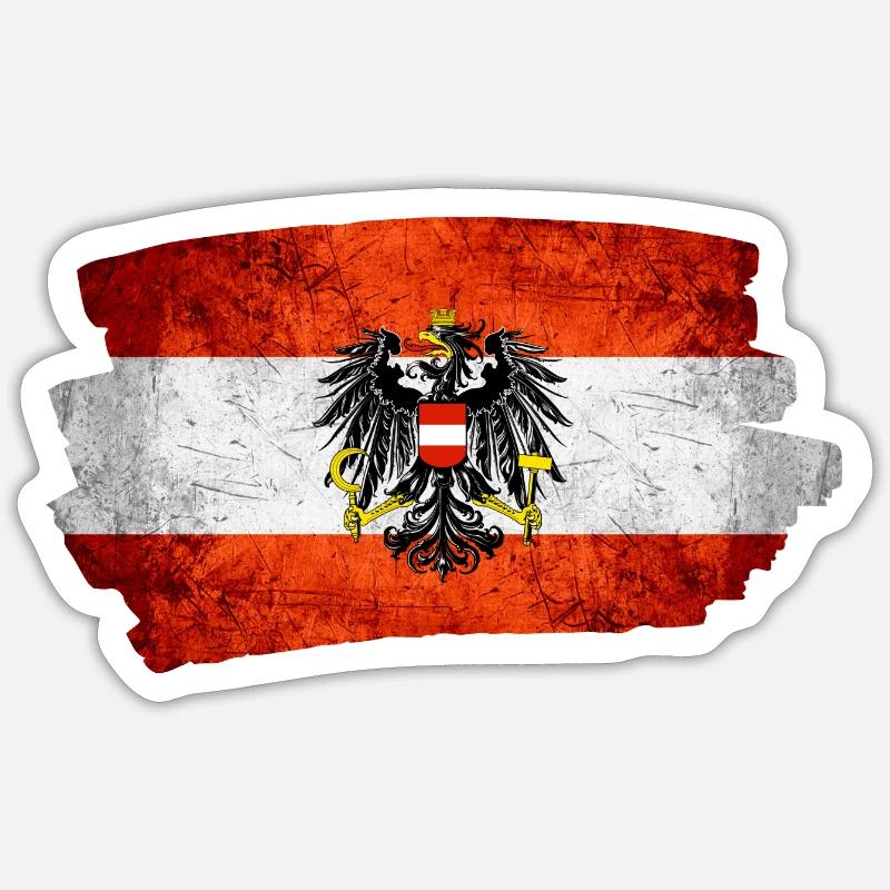 Drapeau de l’Autriche - Sticker taille S (10 x 10 cm) - blanc mat