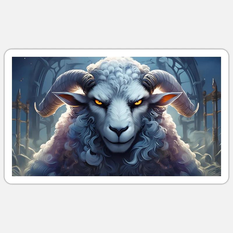 Cute grumpy grouchy animals - sheep - Sticker size S (10 x 10 cm) - white matte