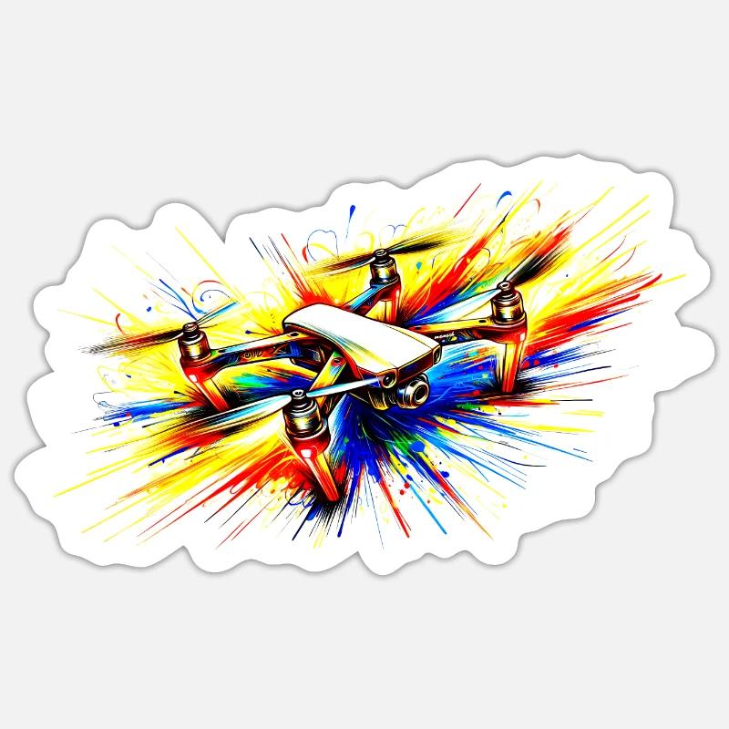 Multicopter, also called drone - color splash! Sticker size S (10 x 10 cm)