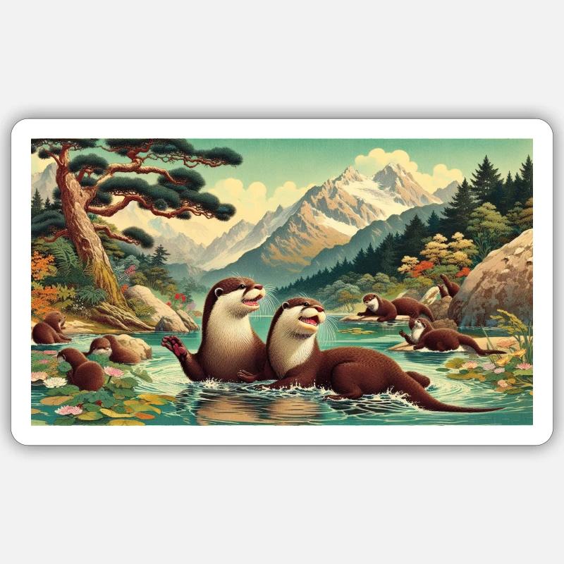 Lachende Otter - Sticker Größe S (10 x 10 cm) - Mattweiß