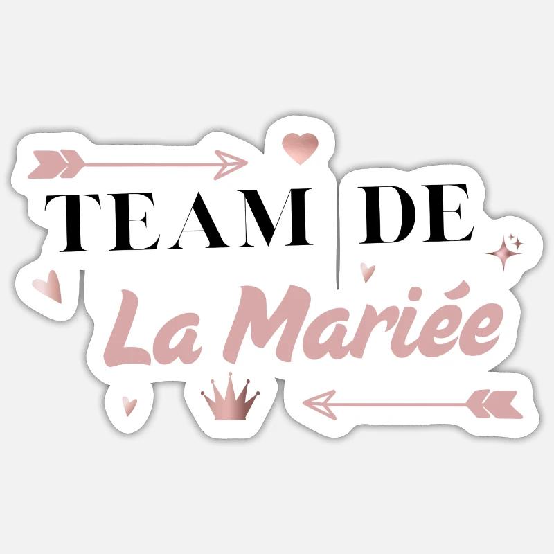 Team de la mariée rose flèche - Sticker taille S (10 x 10 cm) - blanc mat