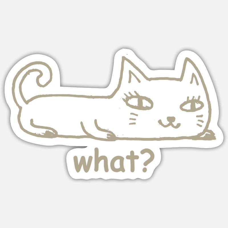 Chat Quoi ? - Sticker taille S (10 x 10 cm) - blanc mat