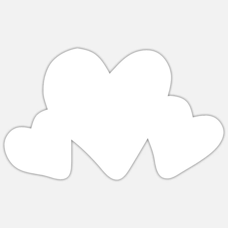 3 Herz - Sticker Größe S (10 x 10 cm) - Mattweiß