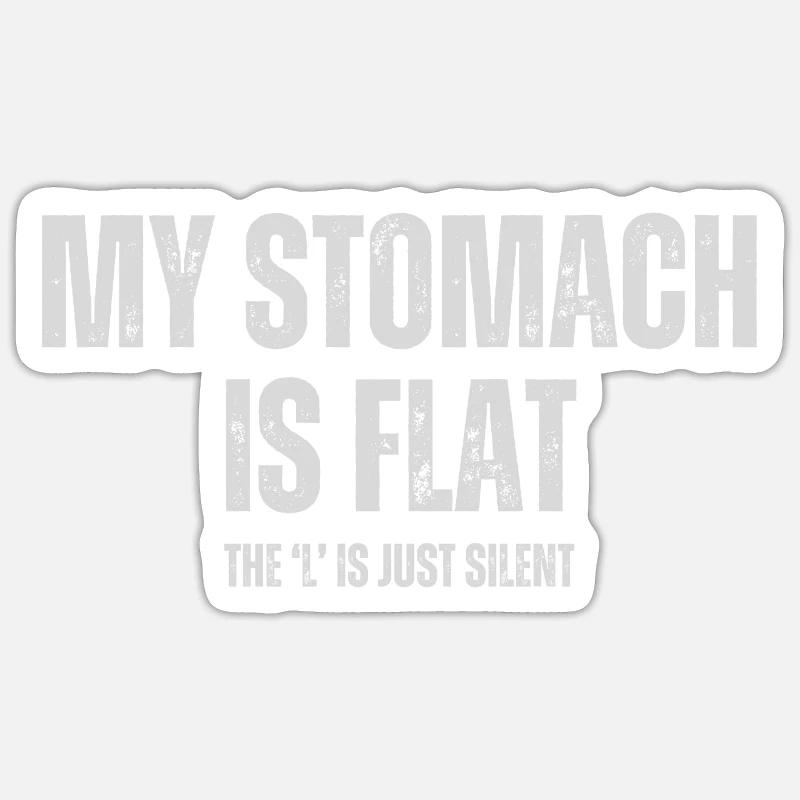 Mon ventre est plat - Sticker taille S (10 x 10 cm) - blanc mat