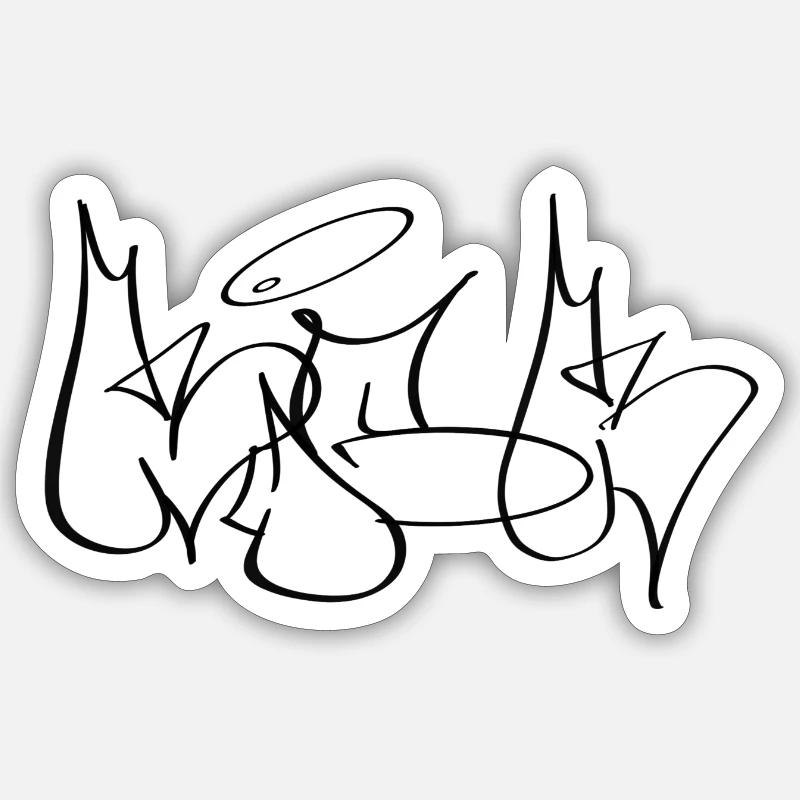 KICK - Graffiti Throw-Up - Sticker Größe S (10 x 10 cm) - Mattweiß