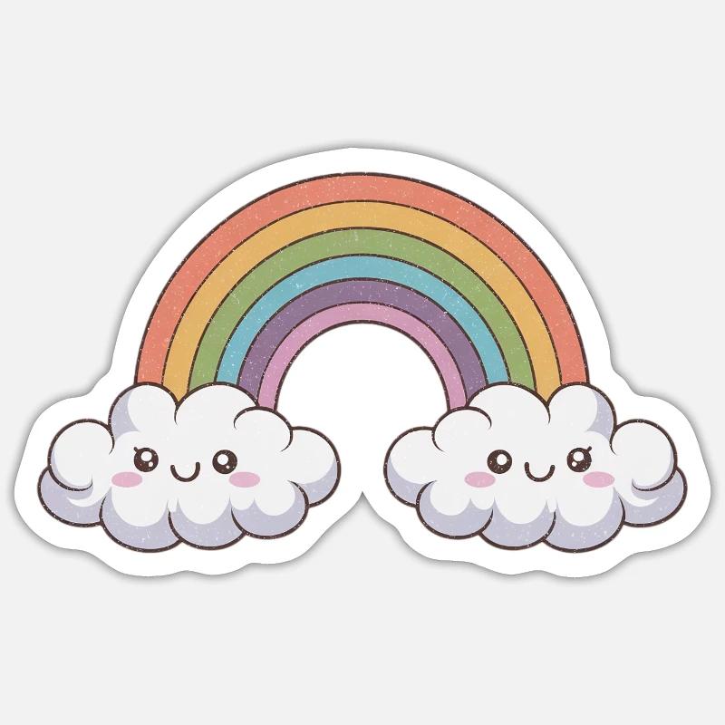 Fröhliche Regenbogenfreunde - Sticker Größe S (10 x 10 cm) - Mattweiß