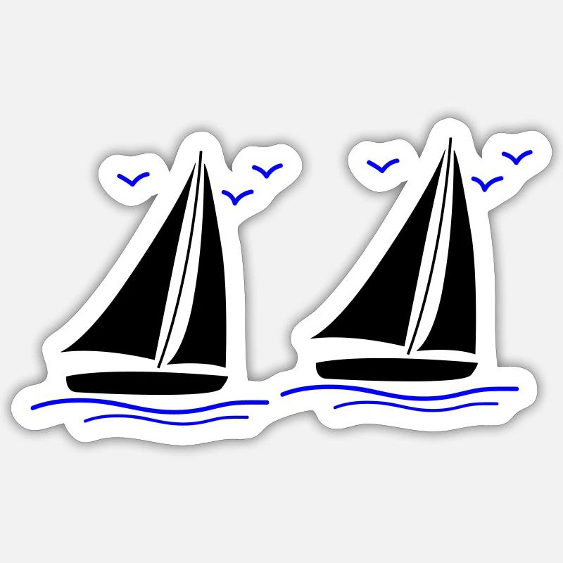 segelboote 02 - Sticker Größe S (10 x 10 cm) - Mattweiß