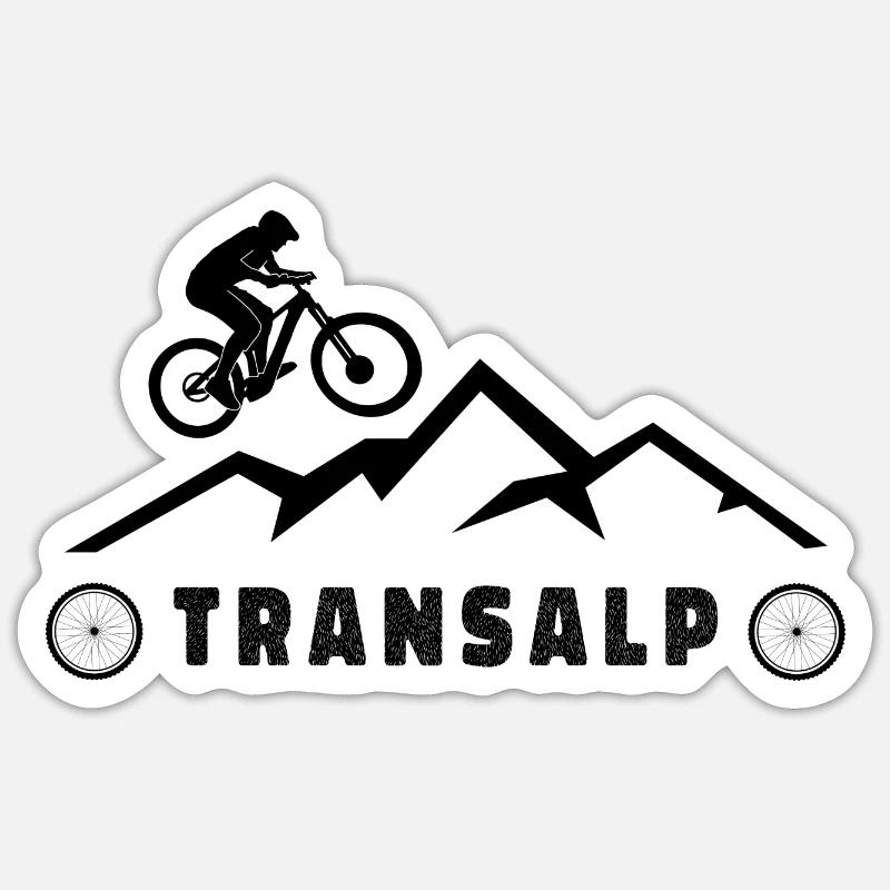 Transalpe à vélo - Sticker taille S (10 x 10 cm) - blanc mat