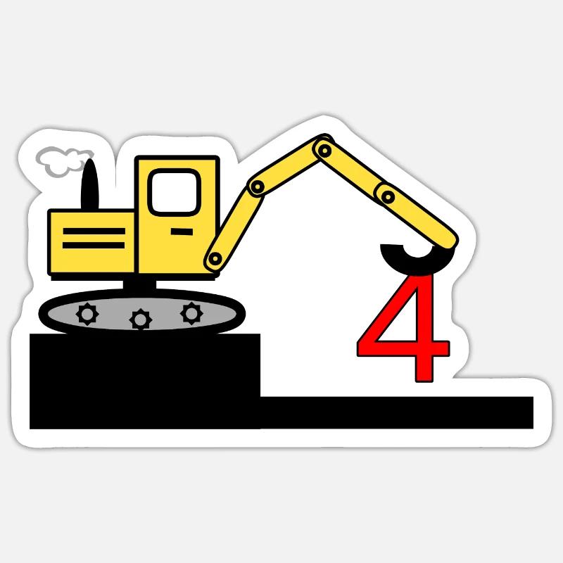 Bagger - Sticker Größe S (10 x 10 cm) - Mattweiß