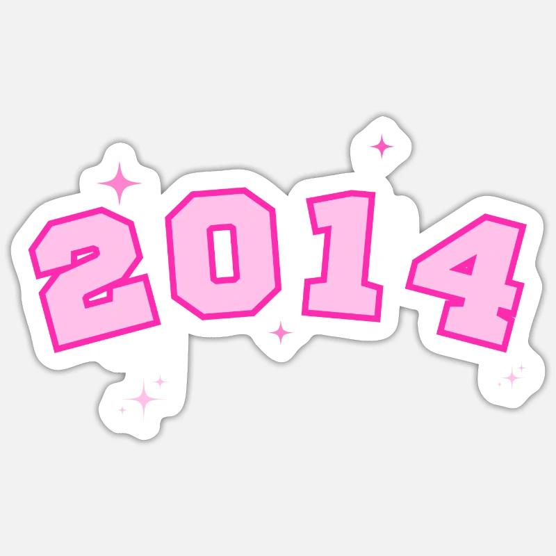 2014 rose étoile - Sticker taille S (10 x 10 cm) - blanc mat