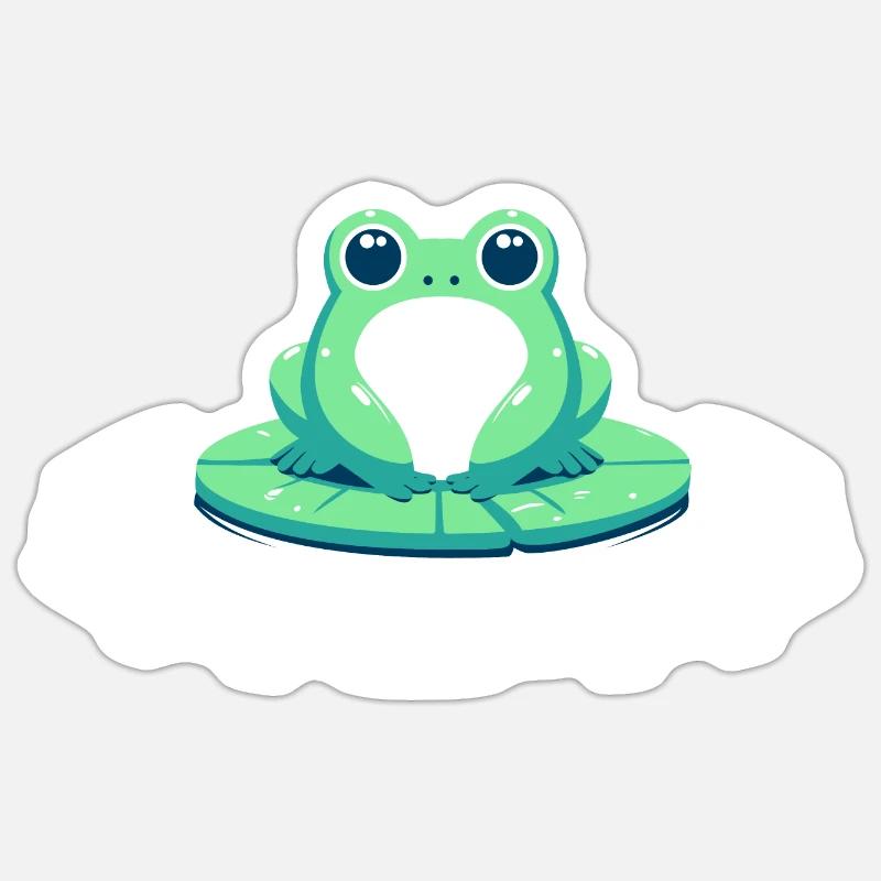 Frog on lily pad - Sticker size S (10 x 10 cm) - white matte