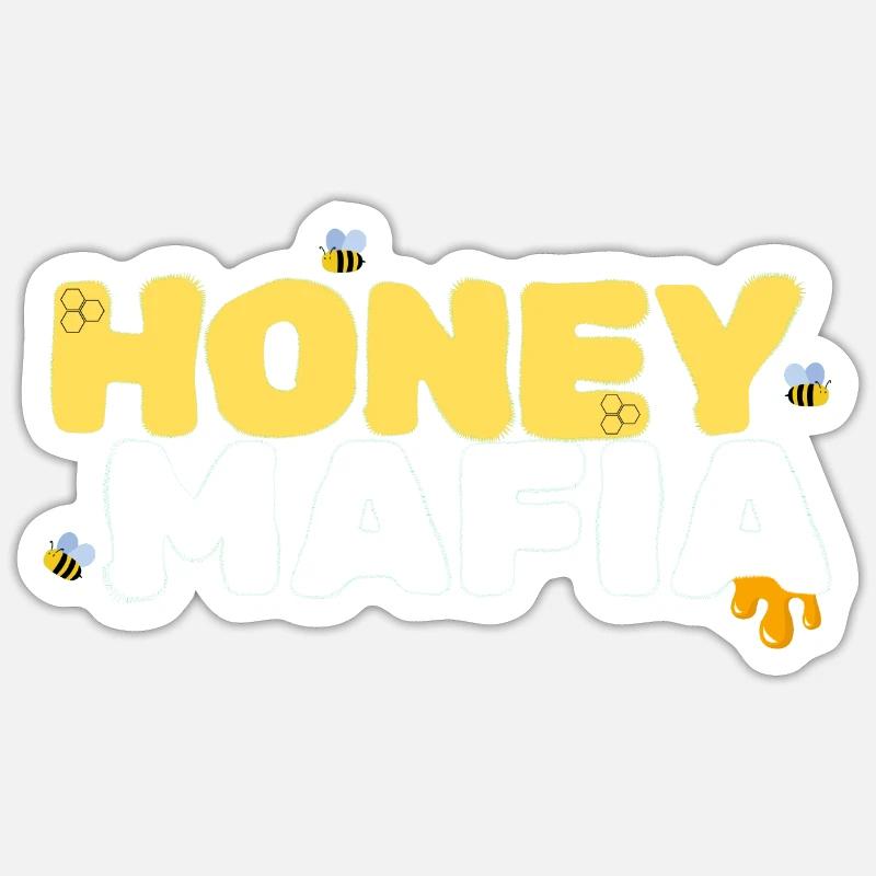 Honey Mafia - apiculture - Sticker taille S (10 x 10 cm) - blanc mat