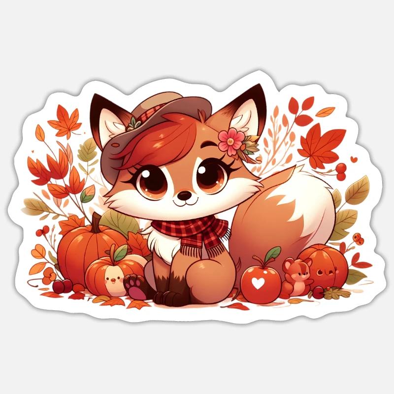 Fox Autumn 5 - Sticker size S (10 x 10 cm) - white matte