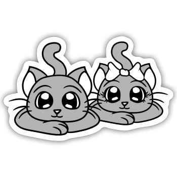 Two Cats Couple 2 Romantic Couple in Love - Sticker size S (10 x 10 cm) - white matte - Front