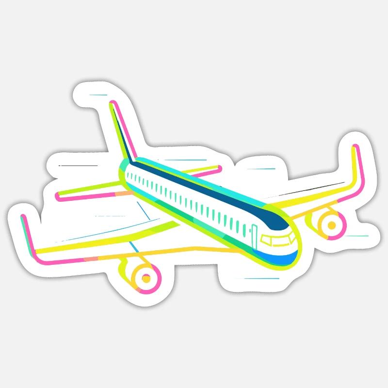Graphique d’avion rétro - Sticker taille S (10 x 10 cm) - blanc mat