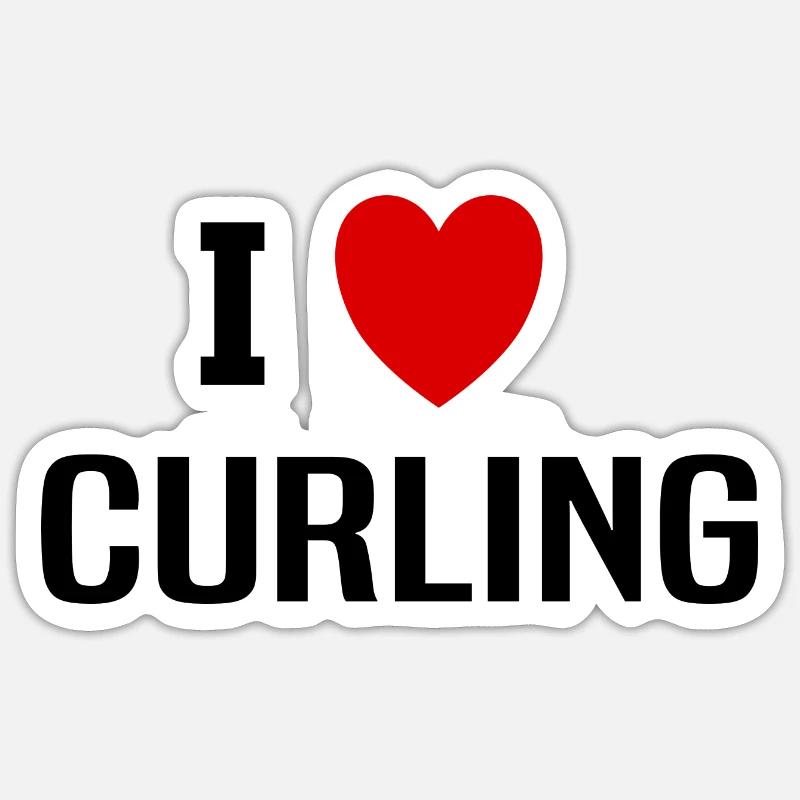 Ich liebe Curling - Sticker Größe S (10 x 10 cm) - Mattweiß