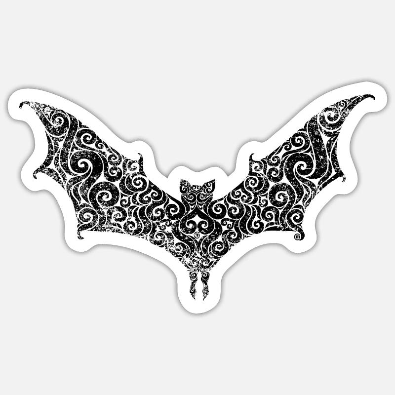 Swirly Bat - Sticker size S (10 x 10 cm) - white matte